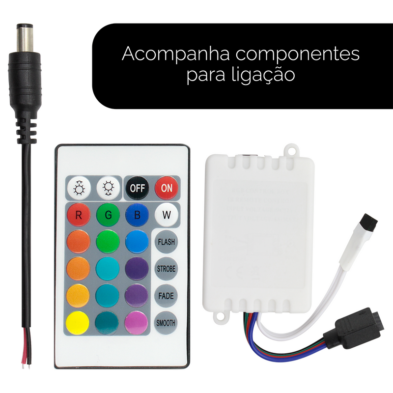 Fita Led RGB Silicone + Controladora e Fonte